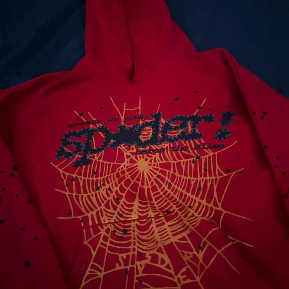 Spyder Red Hoodie with Yellow and Black Design